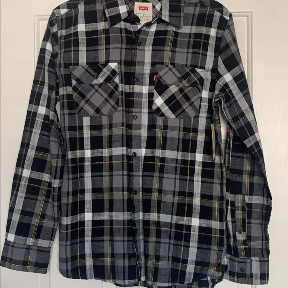 MENS BLACK AND YELLOW FLANNEL